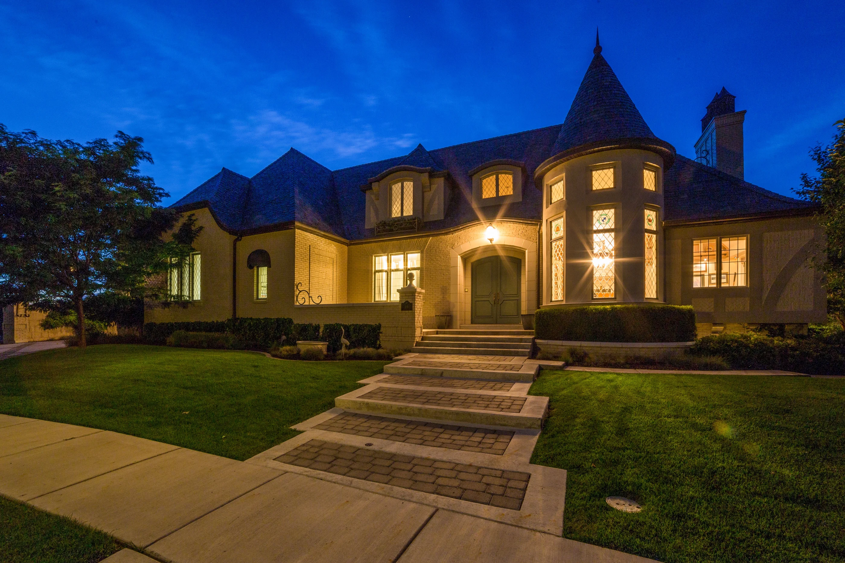 Traditional residence set among mature trees